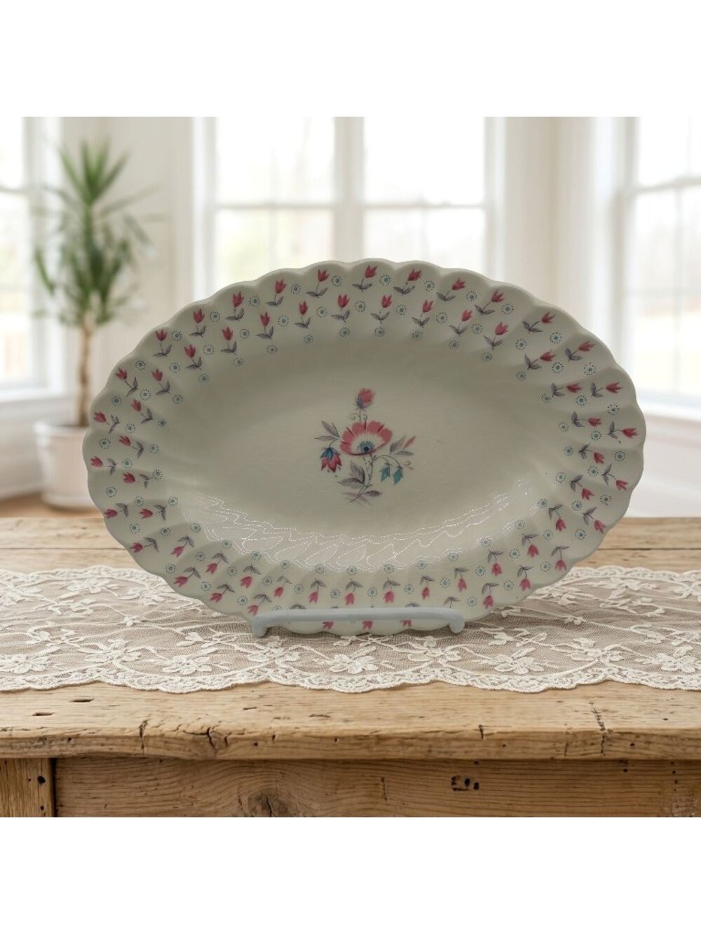 Myott Olde Chelsea Miniature Oval Platter Tray Floral England Vintage 9"